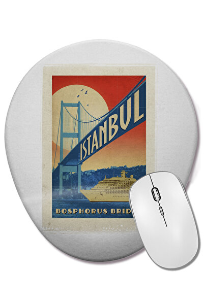 BASKI DÜNYASI Mouse Pad oval Bogaz Köprüsü cu suport pentru încheietura mâinii