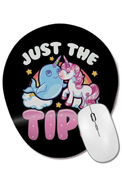 BASKI DÜNYASI Funny Just The Tips Cute Narwhal Unicorn Pun Mouse Pad oval cu ...