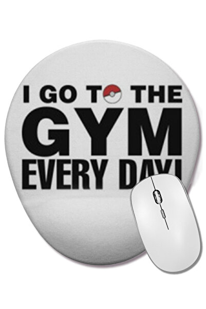 BASKI DÜNYASI Pokemon Go Go To The Gym Every Day Mouse Pad oval cu suport pen...