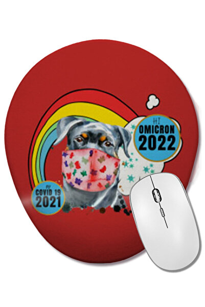 BASKI DÜNYASI sarcasm amuzant vintage DOG saying covid hi omicron virus 2022 Mouse Pad oval cu suport pentru încheietura mâinii