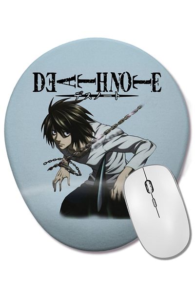 BASKI DÜNYASI لوحة ماوس بيضاوية من Death Note L 02 مع مسند للمعصم