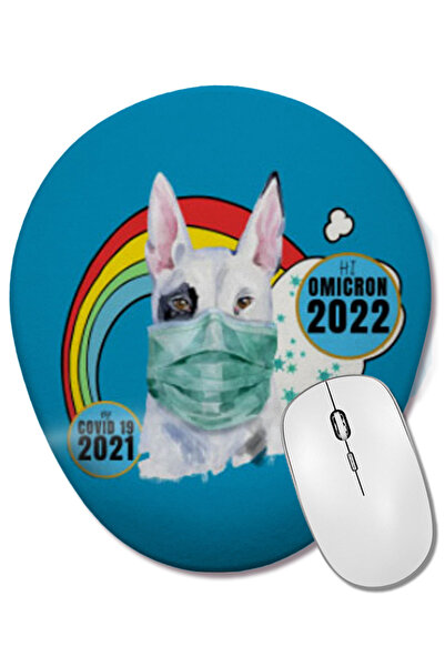 BASKI DÜNYASI Sarcasm Funny Vintage DOG Saying Covid Hi Omicron Virus 2022 Mouse Pad oval cu suport pentru încheietura mâinii