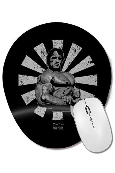 BASKI DÜNYASI Mouse Pad oval Arnie Retro Japanese Schwarzenegger cu suport pentru încheietura mâinii