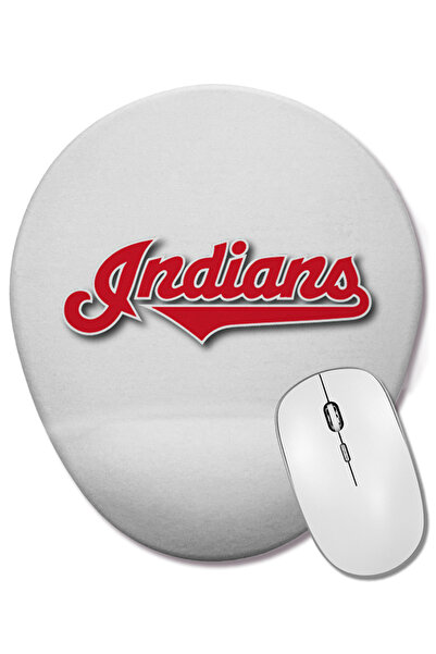 BASKI DÜNYASI Mouse Pad oval cu logo Cleveland Indians cu suport pentru încheietura mâinii