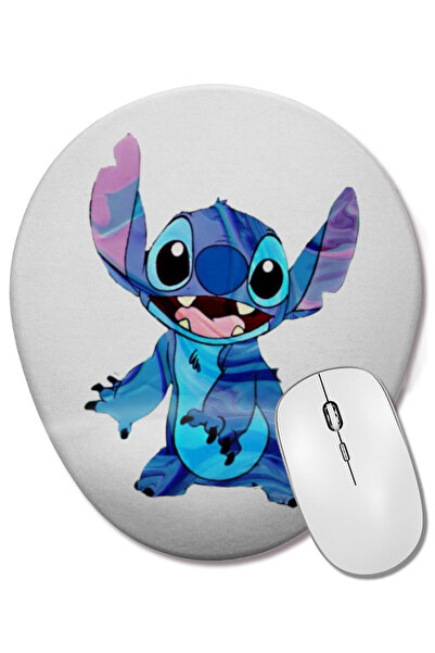 BASKI DÜNYASI Mouse Pad oval Stitch 01 cu suport pentru încheietura mâinii
