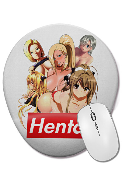 BASKI DÜNYASI Mouse Pad oval cu suport pentru încheietura mâinii HENTAI