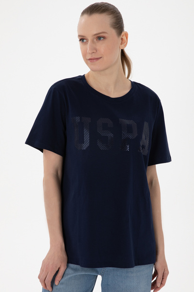 U.S. Polo Assn. Жіночий темно-синій футболка з коміром-стійкою Basic 50300850-VR033