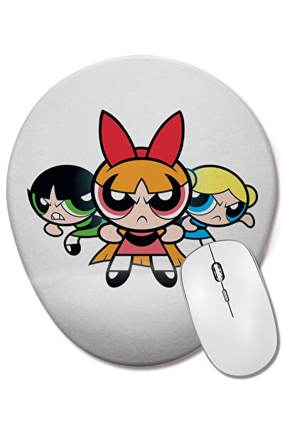 BASKI DÜNYASI Mouse Pad oval Powerpuff Girls cu suport pentru încheietura mâinii