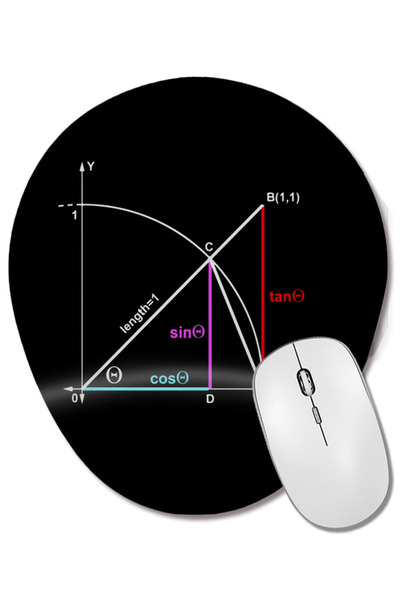 BASKI DÜNYASI Matematică și știință Trigonometrie Sin Tan Cos Mouse Pad oval cu suport pentru încheietura mâinii