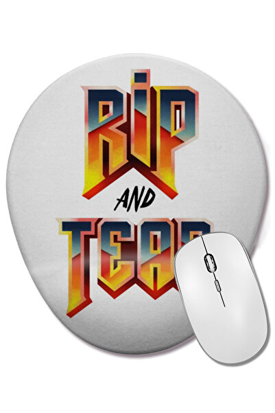 BASKI DÜNYASI Doom Rip And Tear 01 Mouse Pad oval cu suport pentru încheietur...