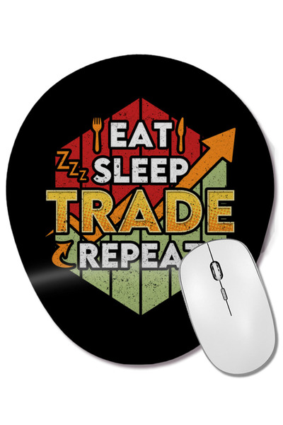 BASKI DÜNYASI Funny Eat Sleep Trade Repeat Trading & Investing Mouse Pad oval...