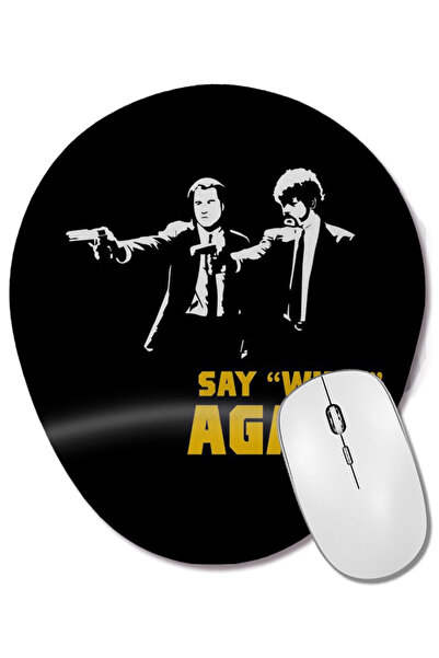 BASKI DÜNYASI Mouse Pad oval Pulp Fiction negru cu suport pentru încheietura ...