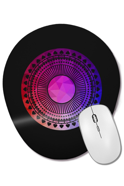 BASKI DÜNYASI Mouse Pad oval cu suport pentru încheietura mâinii Pink Geometr...