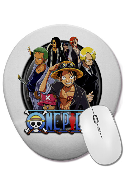 BASKI DÜNYASI One Piece 01 Овална подложка за мишка с опора за китката