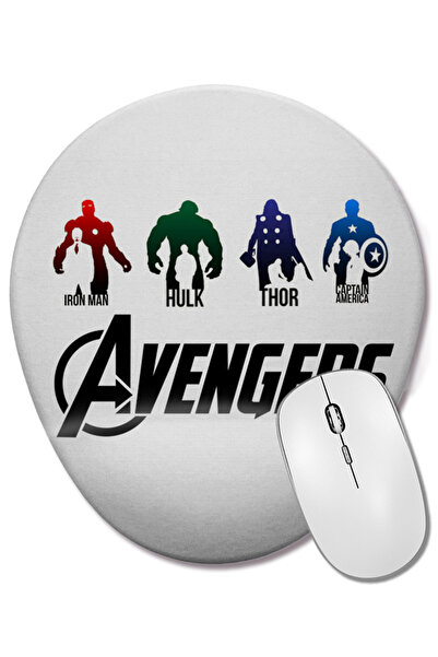 BASKI DÜNYASI Avengers Iron Man Hulk Thor Captain America Mouse Pad oval cu s...