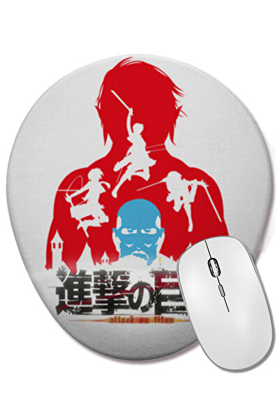 BASKI DÜNYASI Attack On Titan Mouse Pad oval cu suport pentru încheietura mâinii