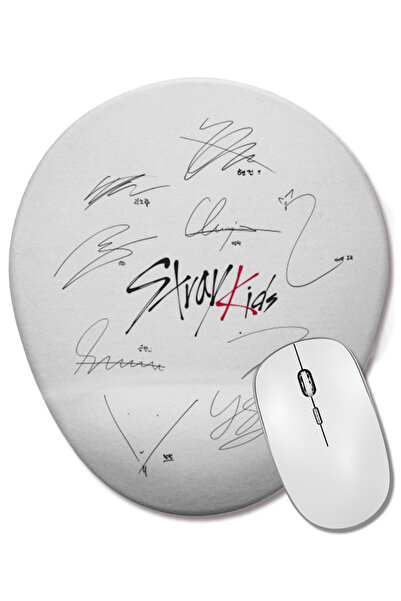 BASKI DÜNYASI Stray Kids Logo Signatures Bilek Destekli Oval Mouse Pad