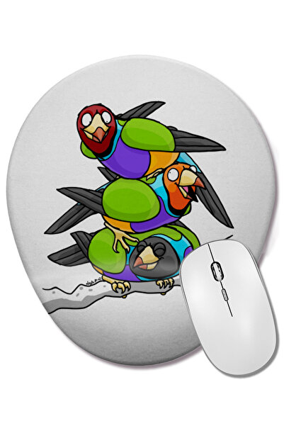 BASKI DÜNYASI Gouldian Finch Wizard 02 Mouse Pad oval cu suport pentru încheietura mâinii