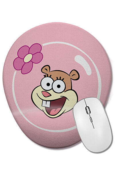 BASKI DÜNYASI Spongebob Sandy Smile Mouse Pad oval cu suport pentru încheietura mâinii
