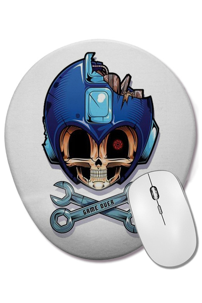 BASKI DÜNYASI Megaman Game over Oval Mouse Pad with Wrist Support