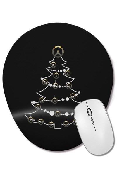 BASKI DÜNYASI Overwatch Logo Christmas Tree Baubles Oval Mouse Pad with Wrist...