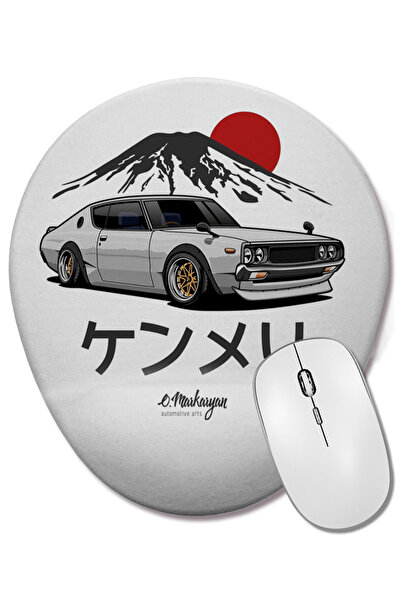 BASKI DÜNYASI Mouse Pad oval Skyline GTR cu suport pentru încheietura mâinii