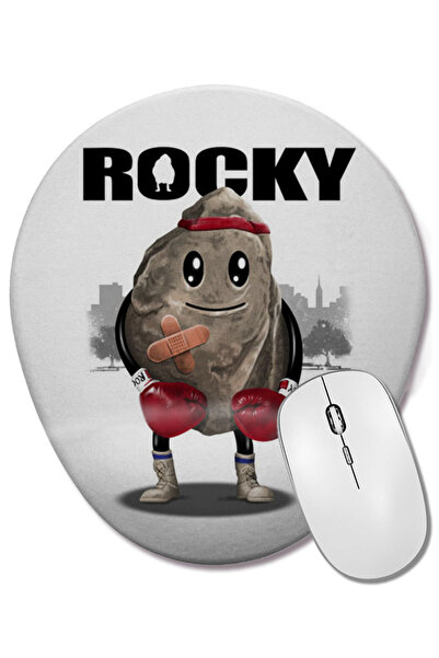 BASKI DÜNYASI Mouse Pad oval Rocky Boxing cu suport pentru încheietura mâinii