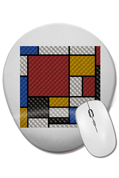 BASKI DÜNYASI Mondrian într-un mouse pad oval în stil canapea cu suport pentru încheietura mâinii
