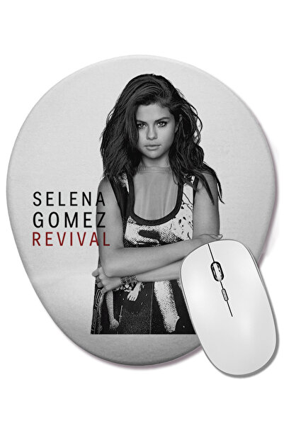 BASKI DÜNYASI Selena Gomez 02 Mouse Pad oval cu suport pentru încheietura mâinii