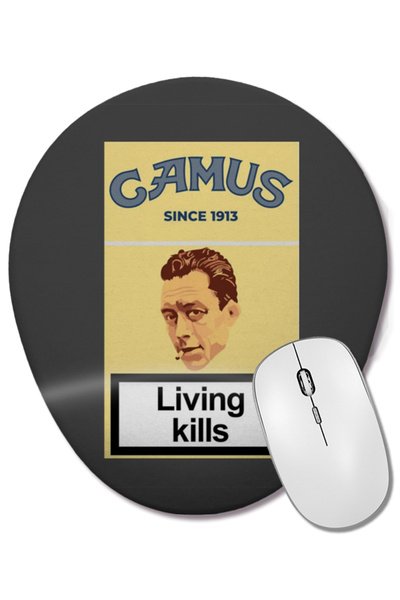 BASKI DÜNYASI Mouse Pad oval Albert Camus cu suport pentru încheietura mâinii