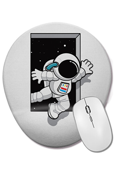 BASKI DÜNYASI Mouse Pad oval cu suport pentru încheietura mâinii pentru astronaut