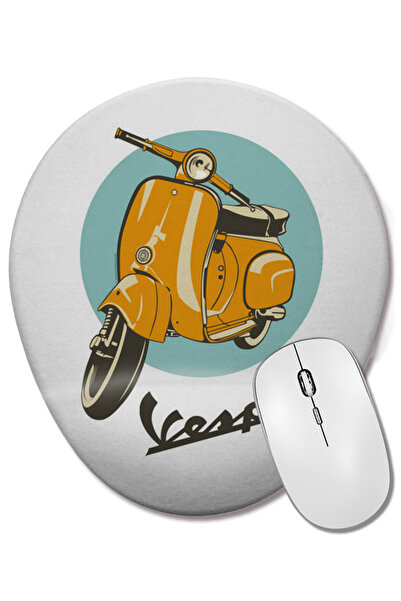 BASKI DÜNYASI Mouse Pad oval Vespa cu suport pentru încheietura mâinii