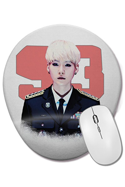 BASKI DÜNYASI Mouse Pad oval Bts Suga cu suport pentru încheietura mâinii