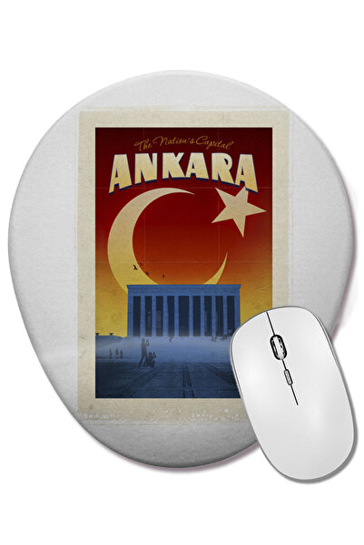 BASKI DÜNYASI Mouse Pad oval cu suport pentru încheietura mâinii, Capitala An...