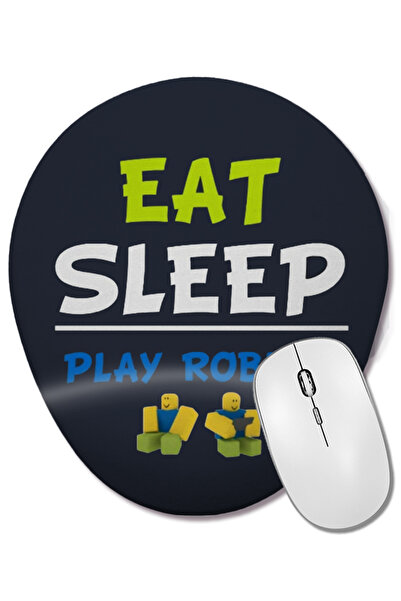 BASKI DÜNYASI Eat Sleep Play Roblox Mouse Pad oval cu suport pentru încheietu...