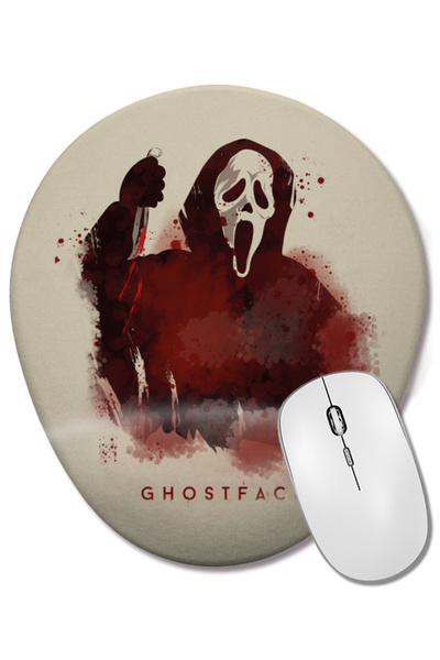 BASKI DÜNYASI Scream Ghost Face Mouse Pad oval cu suport pentru încheietura m...