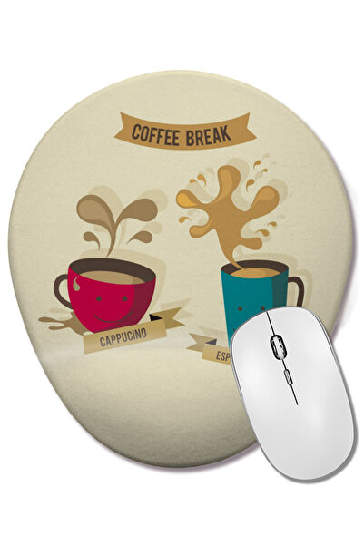 BASKI DÜNYASI Mouse Pad oval Coffee Break cu suport pentru încheietura mâinii
