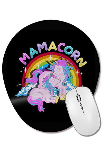BASKI DÜNYASI Mamacorn Cute Unicorn Mom Unicorn Loving Mama Mouse Pad oval cu...