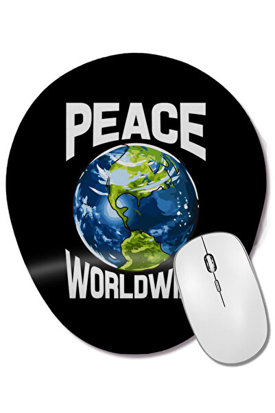 BASKI DÜNYASI Peace Worldwide Mother Earth Pacifist Hipster Mouse Pad oval cu...