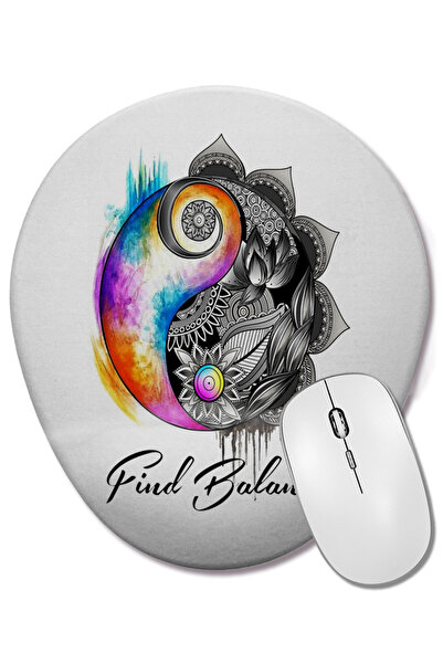 BASKI DÜNYASI Ying Yang 01 Mouse Pad oval cu suport pentru încheietura mâinii