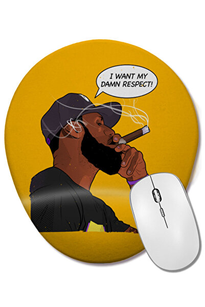 BASKI DÜNYASI Lebron James I Want My Damn Respect Mouse Pad oval cu suport pe...