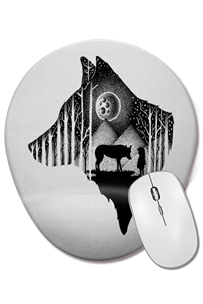 BASKI DÜNYASI Lobo Natureza ovalna podloga za miša sa podrškom za zglob
