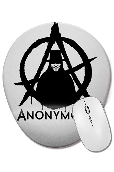 BASKI DÜNYASI Mouse Pad oval Anonymous V For Vendetta cu suport pentru încheietura mâinii