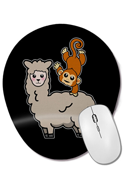 BASKI DÜNYASI Mousepad oval cu suport pentru încheietura mâinii, cu maimuță a...