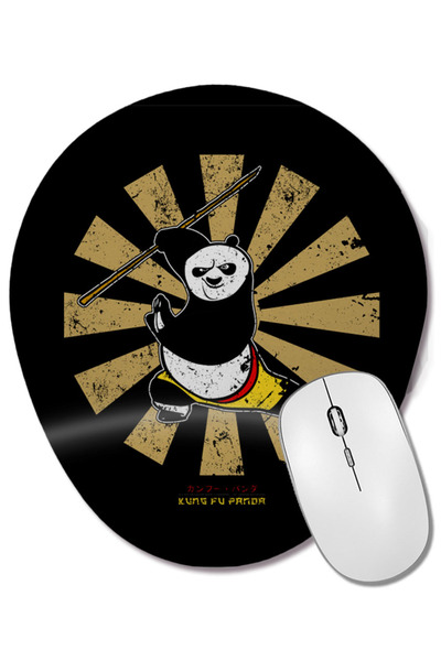 BASKI DÜNYASI Kung Fu Panda Retro Japanese Bilek Destekli Oval Mouse Pad