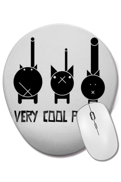 BASKI DÜNYASI Mouse Pad oval Very Cool Cats cu suport pentru încheietura mâinii