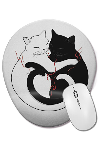 BASKI DÜNYASI Mouse Pad oval Love pisică ler Blazing Cat Love cu suport pentr...