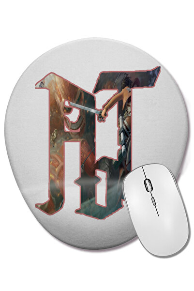 BASKI DÜNYASI Attack On Titan Logo Mouse Pad oval cu suport pentru încheietur...