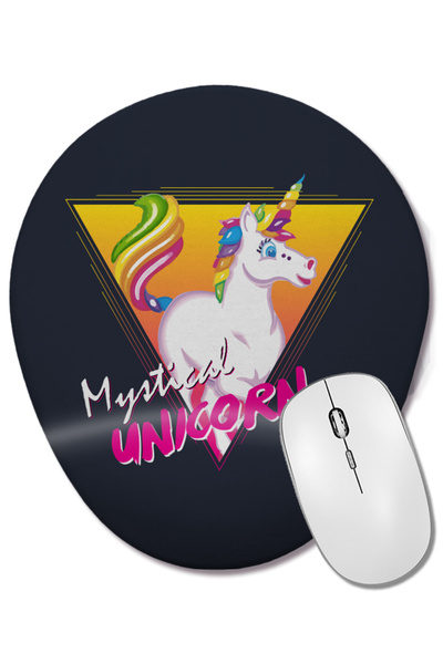 BASKI DÜNYASI Mouse Pad oval cu suport pentru încheietura mâinii, cu unicorn ...