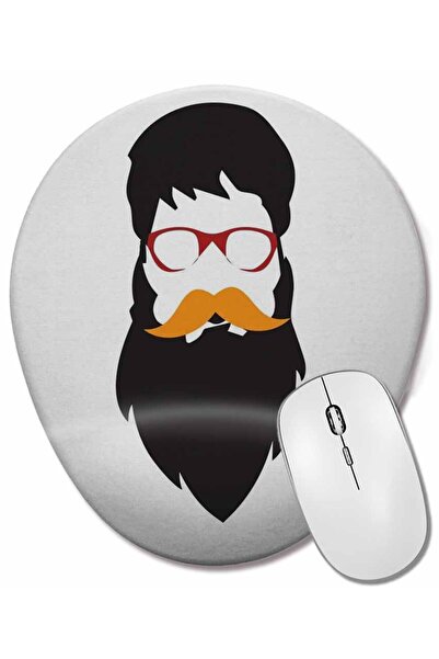 BASKI DÜNYASI Mouse Pad oval cu suport pentru încheietura mâinii Mustache